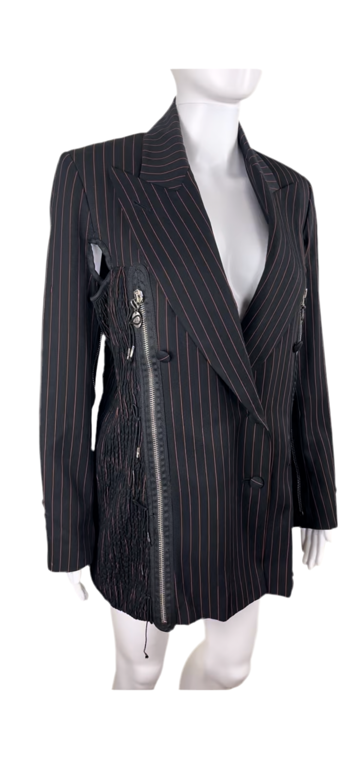 Jean Paul Gaultier Fall / Winter 1989 Pinstripe Zipper Jacket
