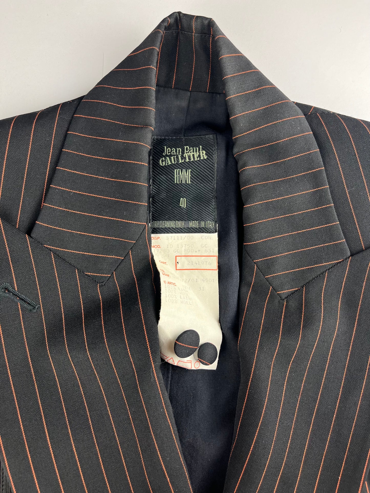 Jean Paul Gaultier Fall / Winter 1989 Pinstripe Zipper Jacket