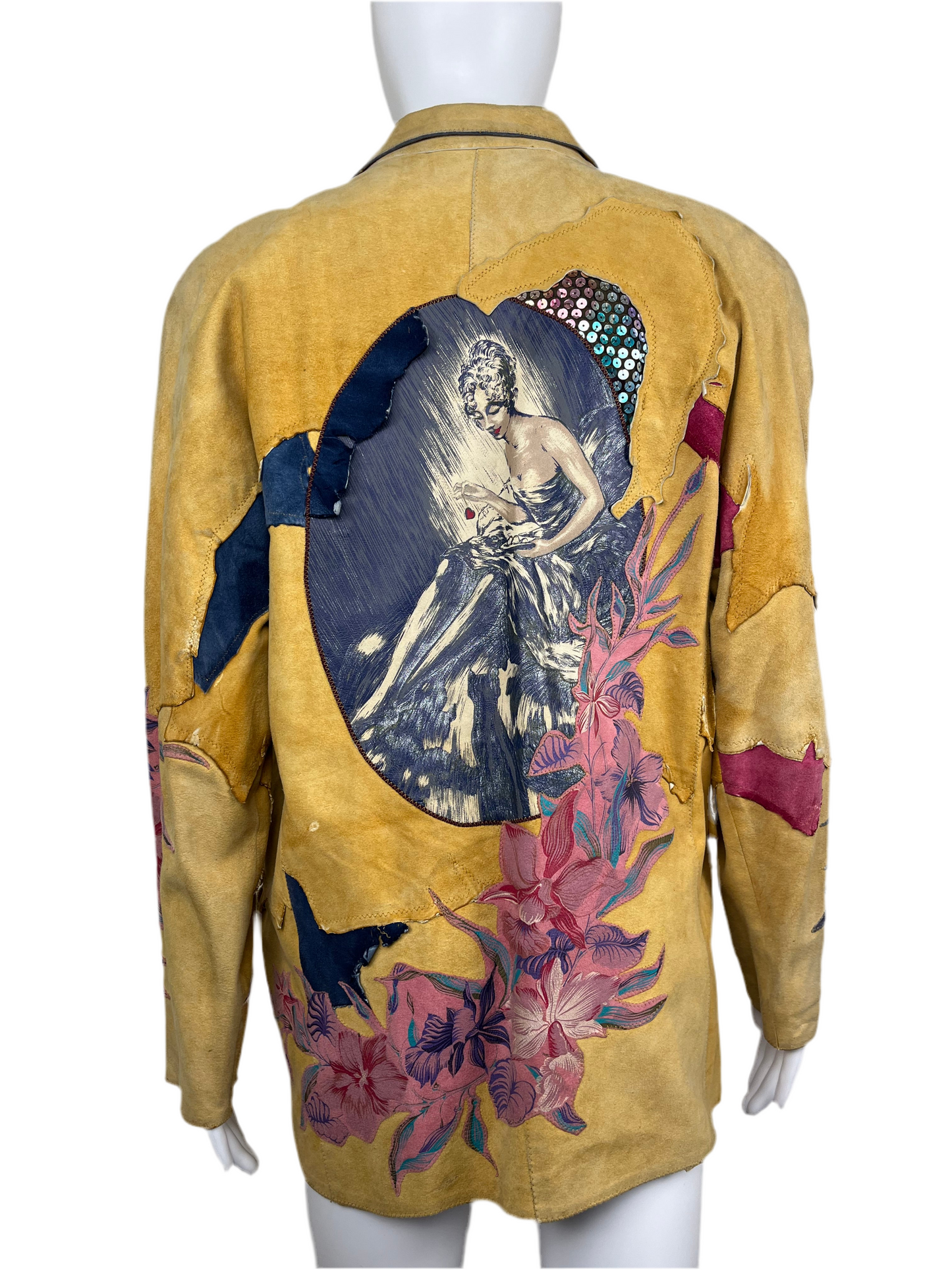 Rare Vintage 1980’s Roberto Cavalli Hand Painted Patchwork Suede Jacket