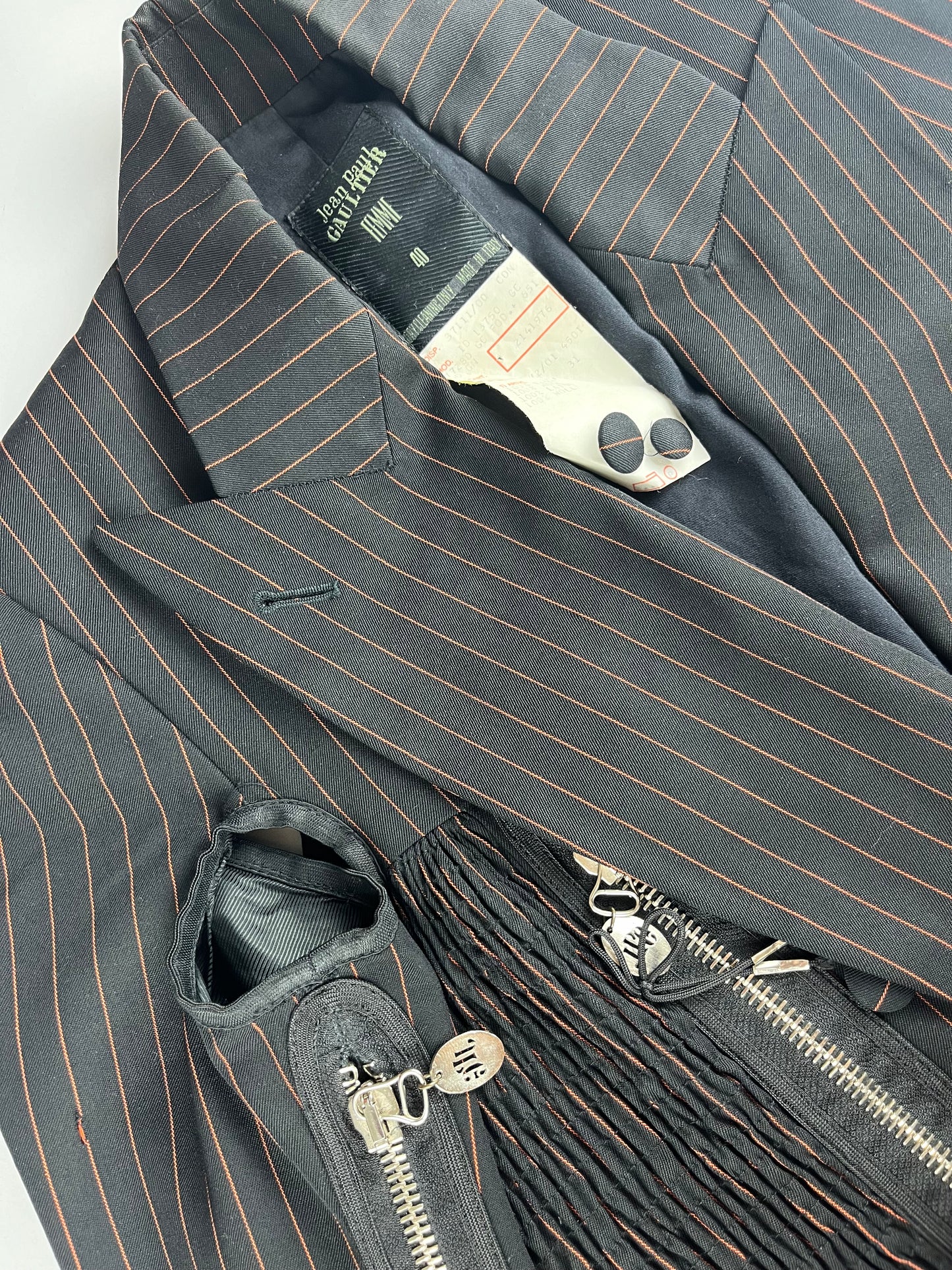 Jean Paul Gaultier Fall / Winter 1989 Pinstripe Zipper Jacket
