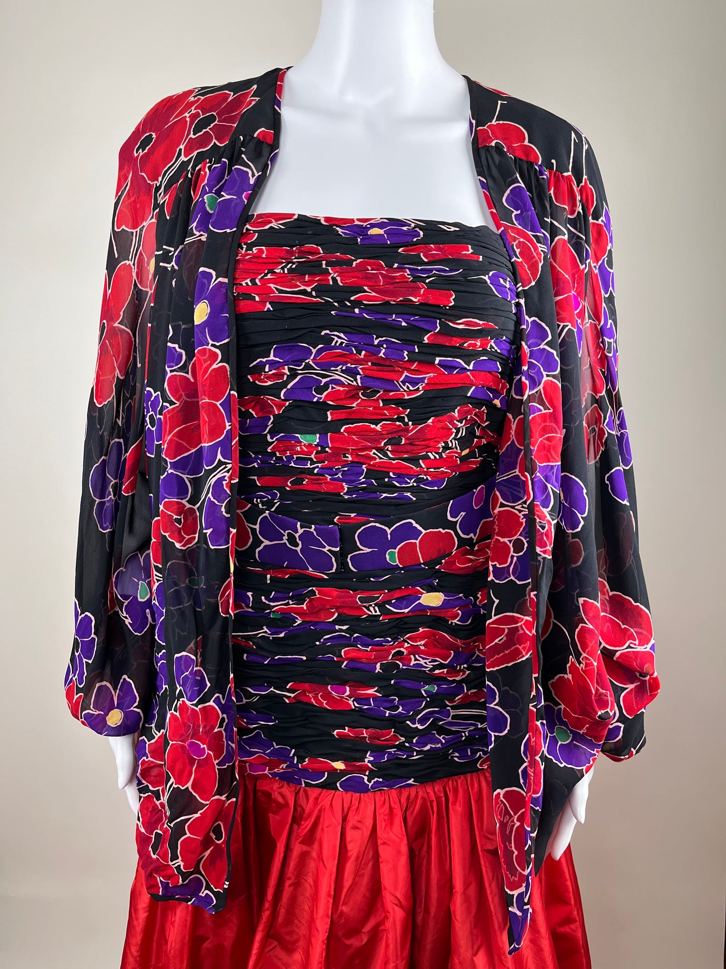 1980’s Valentino Boutique Silk Floral Gown Set