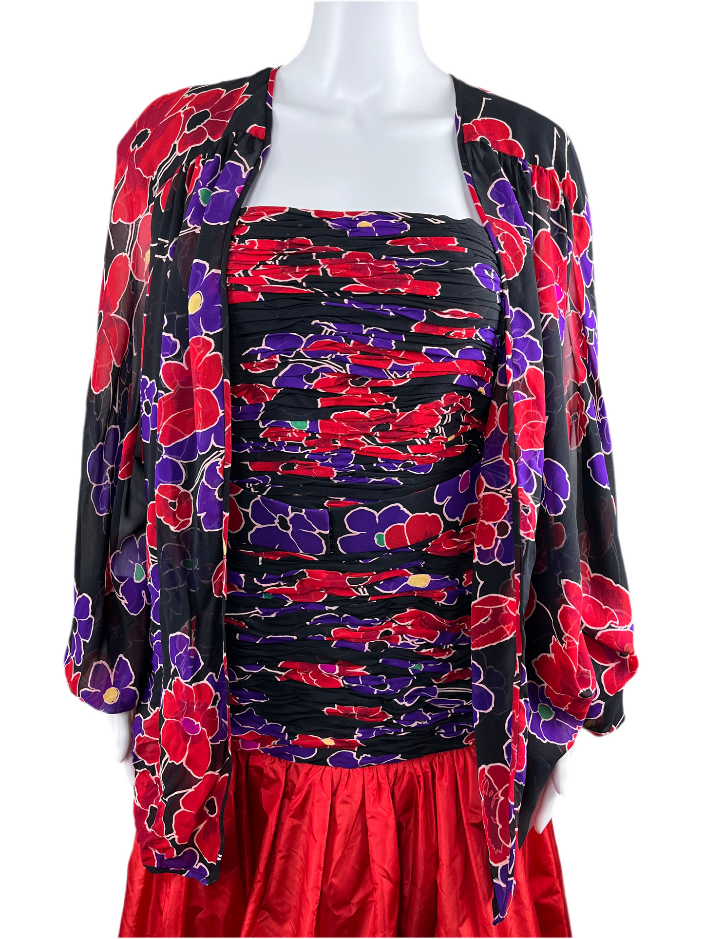 1980’s Valentino Boutique Silk Floral Gown Set