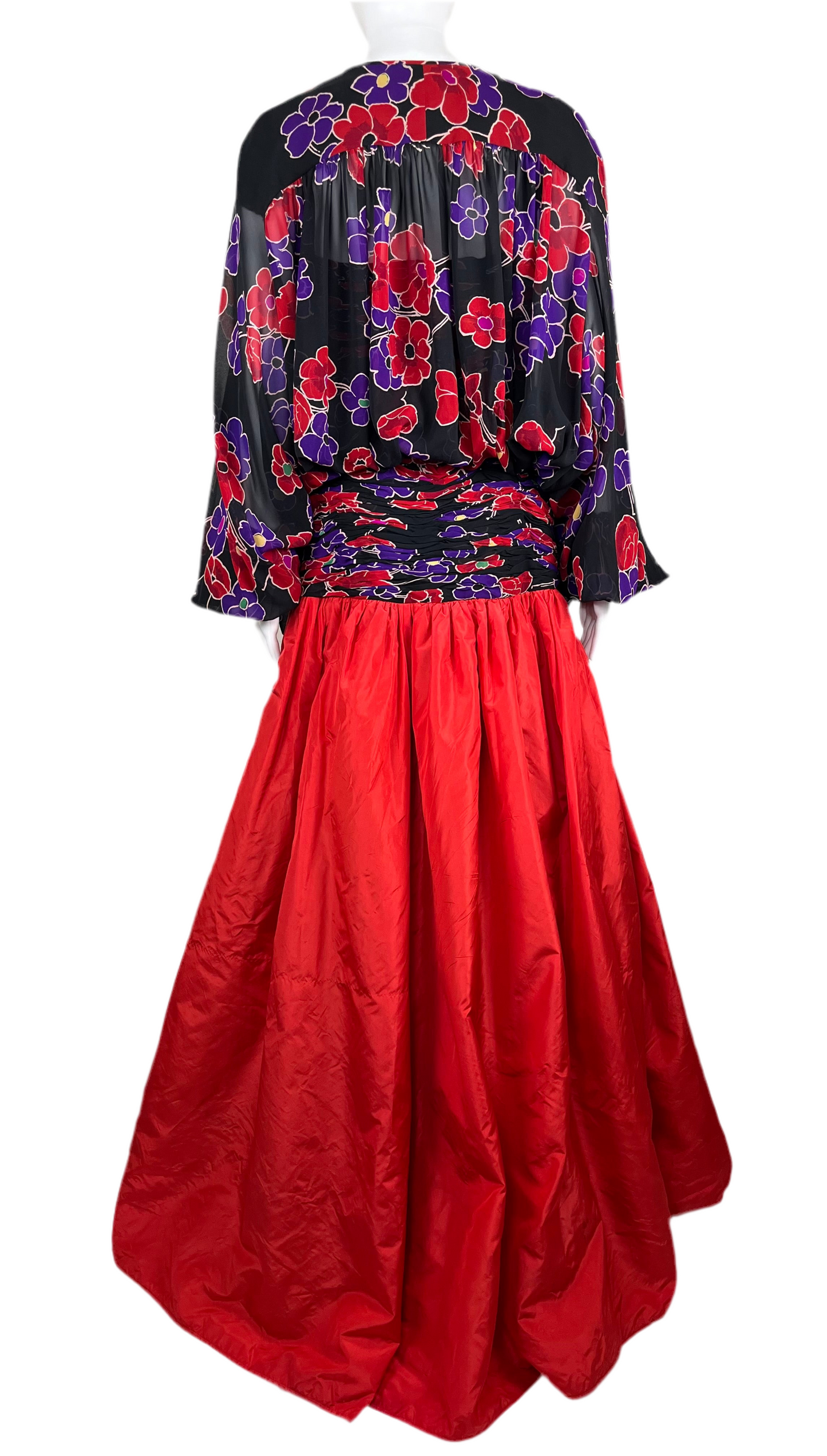 1980’s Valentino Boutique Silk Floral Gown Set