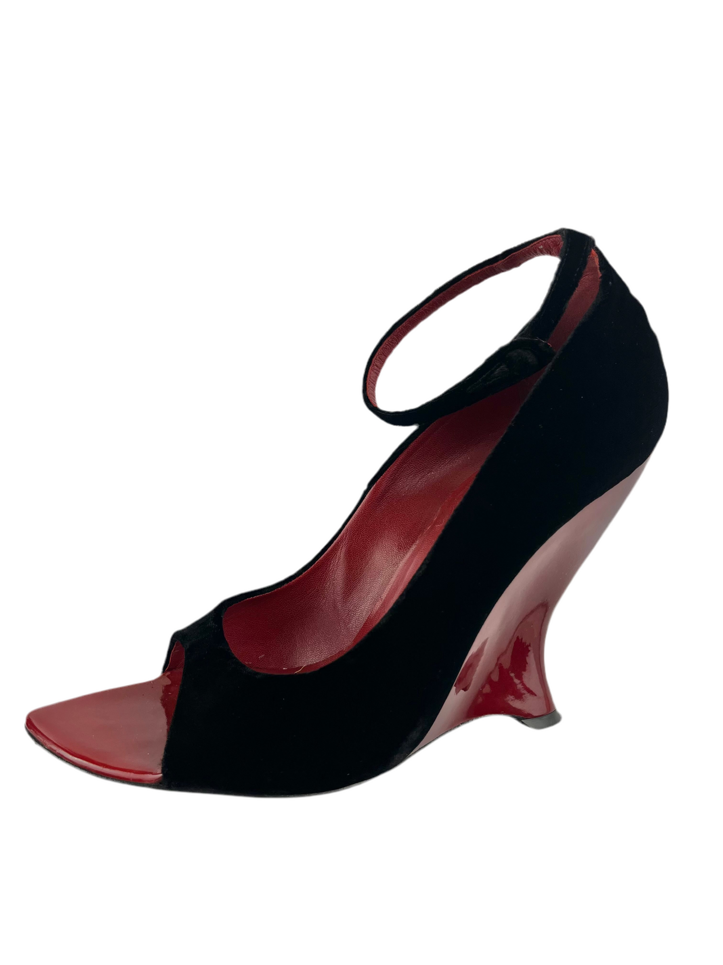 Yves Saint Laurent Fall / Winter 2004 Velvet Open Toe Wedges