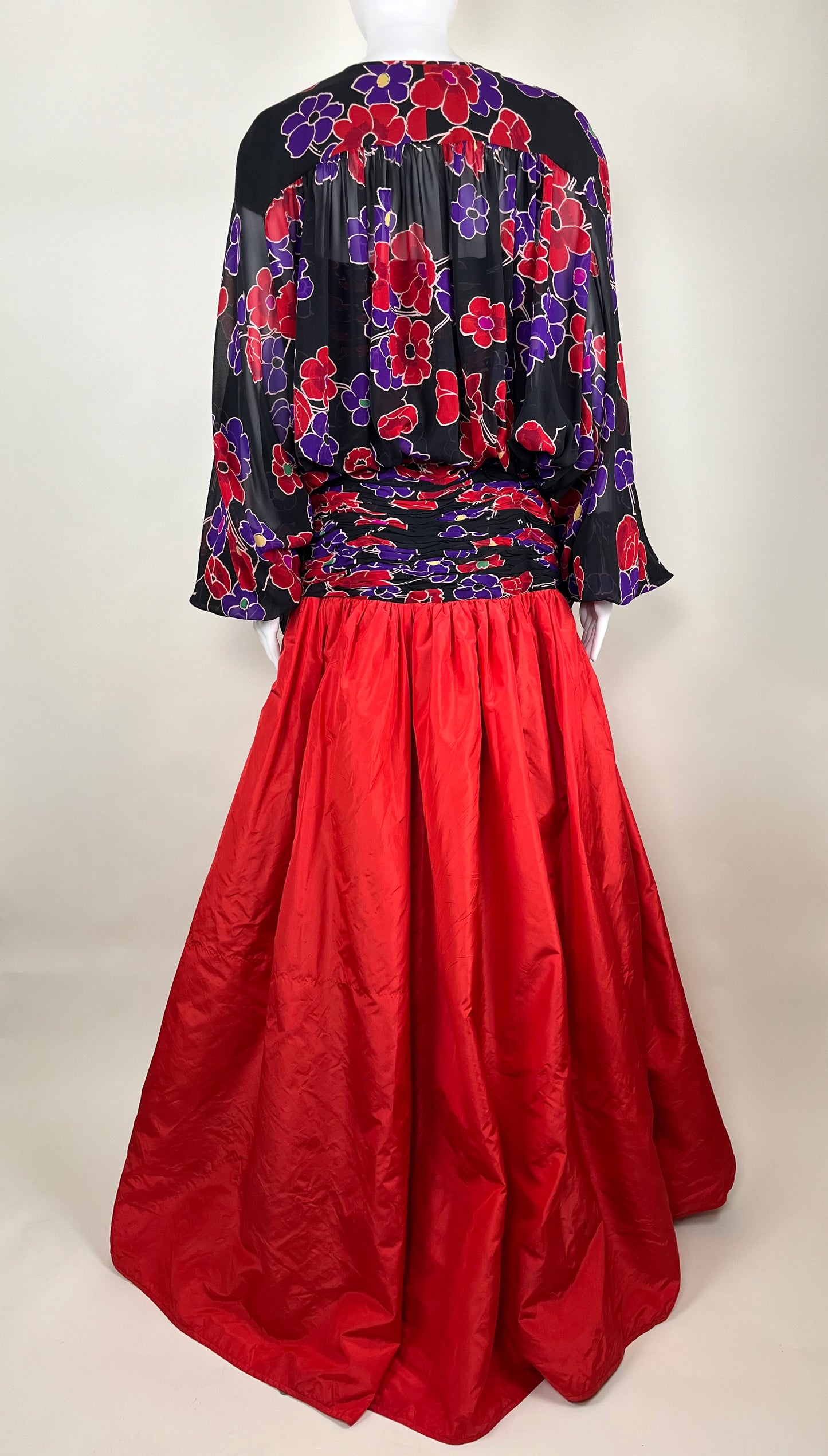 1980’s Valentino Boutique Silk Floral Gown Set