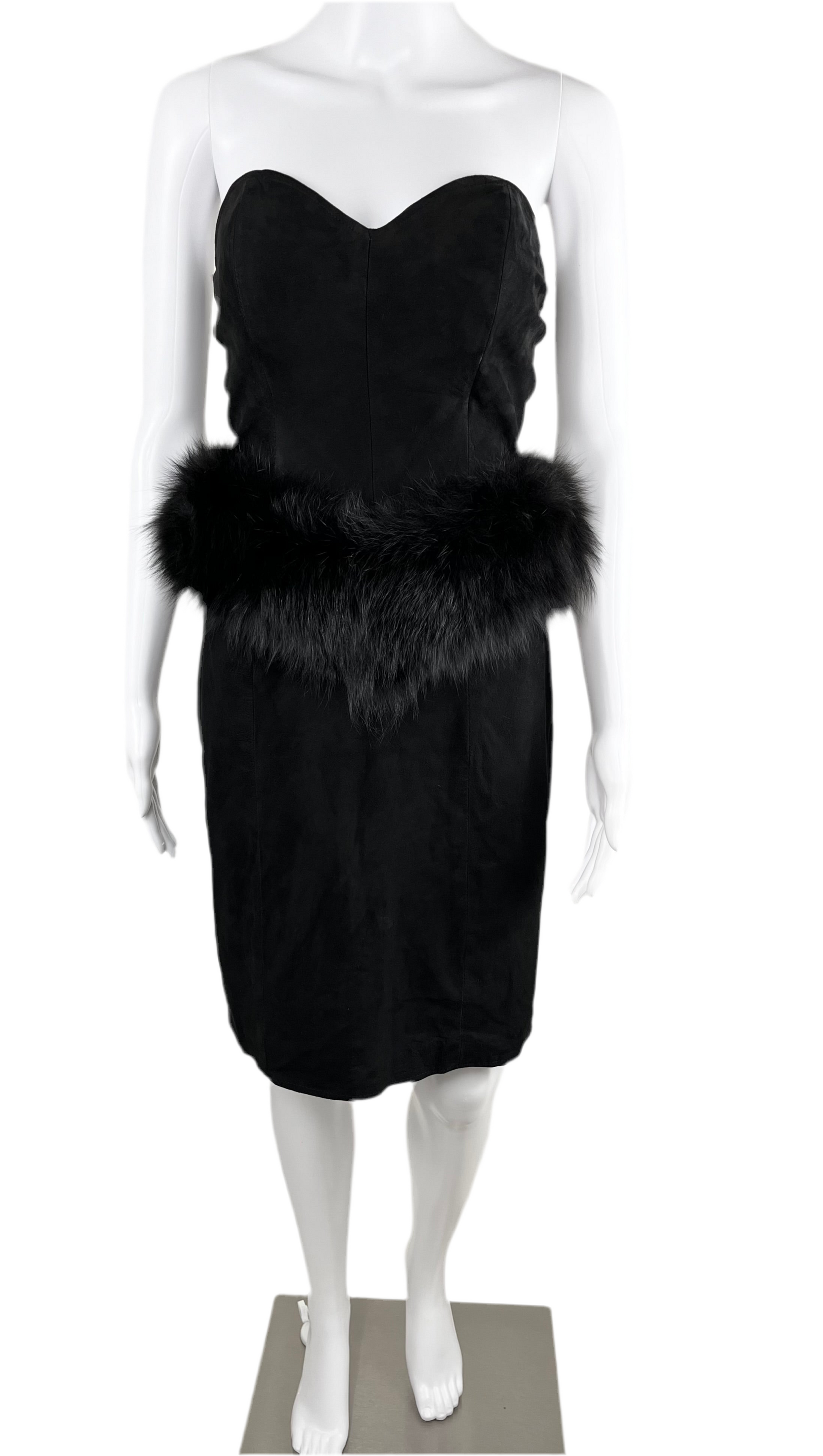 1980's Suede & Fox Fur Dress Ccile Archive 1980's Suede & Fox Fur Dress Ccile Archive