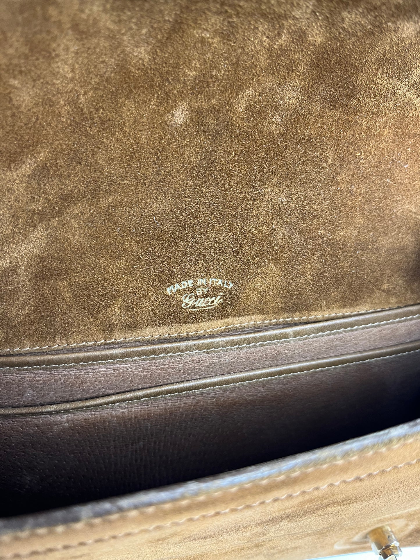 Rare Museum Vintage 1960s/1970s Gucci Suede Bamboo Handle Bag