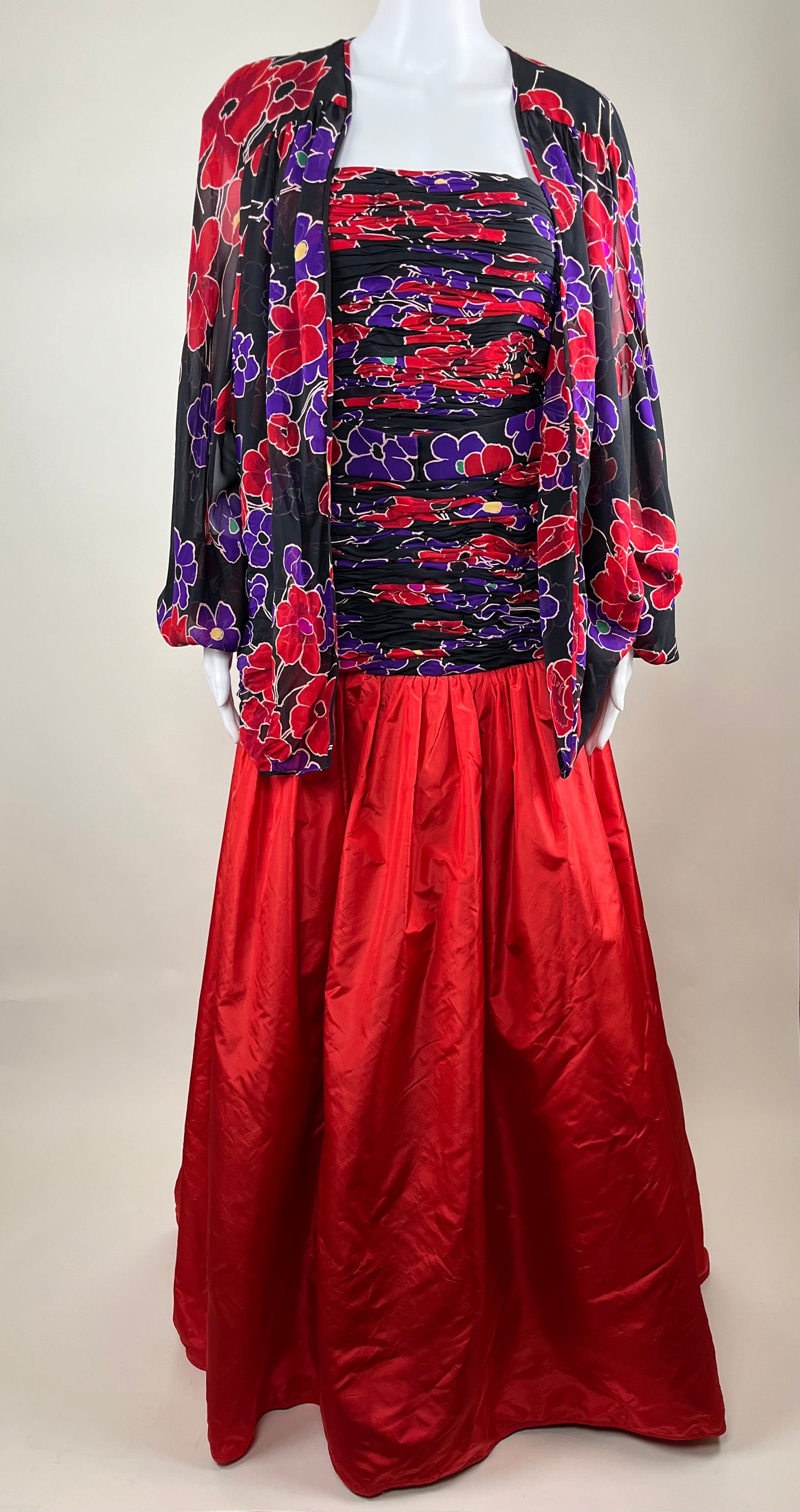 1980’s Valentino Boutique Silk Floral Gown Set